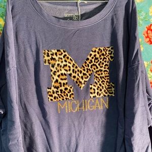 3X blue Michigan cheetah print Sweatshirt